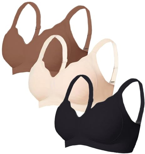 ZTFYKLIN Lot de 3 Soutien-Gorge Femme sans Armature Sexy Col en V Brassiere avec Coussinets Bralette sans Coutures Soutiens-Gorge Classiques Maintien Lingerie Confortable Respirant Brassières Sport