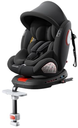 Seggiolino Auto 0-36 kg Isofix i-Size, poggiatesta regolabile per,Gruppo 0/1/2/3,bambini piccoli e neonati con poggiapiedi(nero)