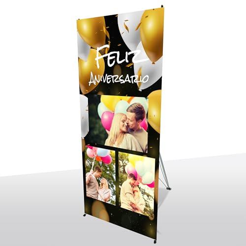 X-Banner Cartel photocall para Fiesta - Personalizado - 80x180 cm | Con impresión de calidad para dar a tu evento una decoración profesional y llamativa.