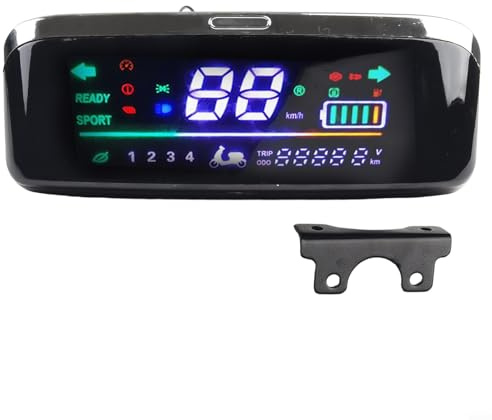 Ebike LCD Display Motor Speedmeter Screen for 48V 60V 72V Electric Bikes and Scooters with Windshield Cover Option and 6-Pin Interface(without windshield)