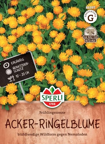 Sperli Semences de soucis des champs Soleil printanier 86397 - Les fleurs sauvages parfaites contre les nématodes. Plantes ornementales à faible durée de vie d'une hauteur de 10 à 20 cm.