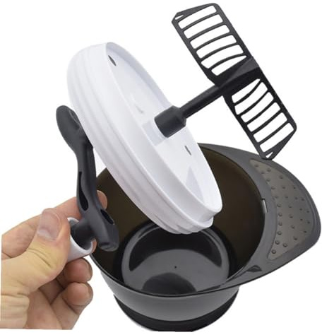 VICASKY Ciotola per Colorazione Capelli Manuale in Plastica Nera per Mischiare Tinte Strumento DIY per Parrucchieri e Uso Domestico Resistente e Facile da Usare