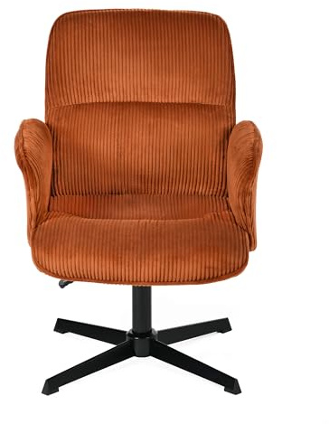 MEUBLE Cosy Bürostuhl Ergonomisch Schreibtischstuhl mit höhenverstellbar Armlehnen 360° Drehbar Schminkstuhl Sessel für Büro Wohnzimmer Schlafzimmer Vanity, Cordstoff, Rot