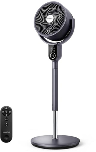 Aigostar Ventilador de Pie con Mando a Distancia, Motor DC 23dB, Oscilación 3D 70°+90°, 8 Velocidades, Temporizador 12h, Altura Ajustable. Ideal para Salón, Dormitorio etc, Mistral