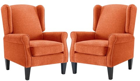 QinmuYY Accent Chair for Living Room Set of 2, High Back Reading Armchairs with Removable Seat Cushion, Mid-Century Single Couch in Fabric, Modern Ergonomic Wingback Chair for Bedroom,Club, Balcony