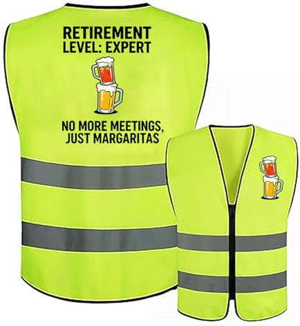 YNR Lustige Ruhestandsweste,Neongrüne Reflektierende Ruhestandsfeierweste,Ruhestandsgeschenke für Männer und Frauen,Humorvolles Abschiedsgeschenk,Partydekoration für Freunde Kollegen und Verwandte
