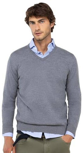 El Ganso Jersey Cuello Pico Merino Gris