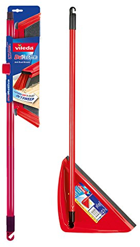 Vileda DuActiva Scopa Antipolvere + Paletta Manico Lungo, Rosso, 8 x 28.5 x 80 cm