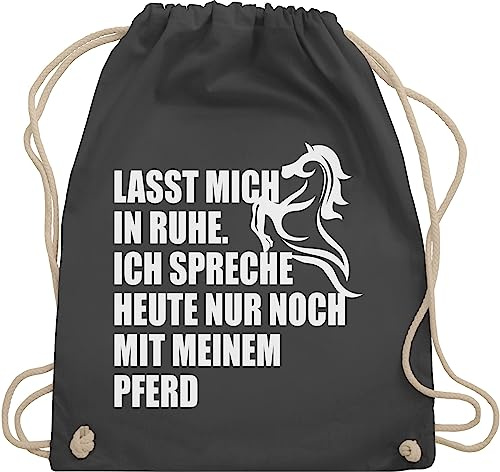Turnbeutel Rucksack - Pferde - Taschen - Ich spreche heute nur noch mit meinem Pferd - Unisize - Dunkelgrau - pferderucksack pferdebeutel pferdeliebhaber reitlehrerin sporttasche pferderucksäcke