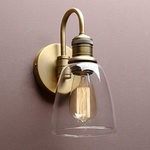 Yosoan Lighting Modern Vintage Industrial Bell Sconce Wall Light Fitting with 5.6” Clear Glass Lampshade, for Office Home Kitchen Living Room Bedroom Loft Bar (Antique)