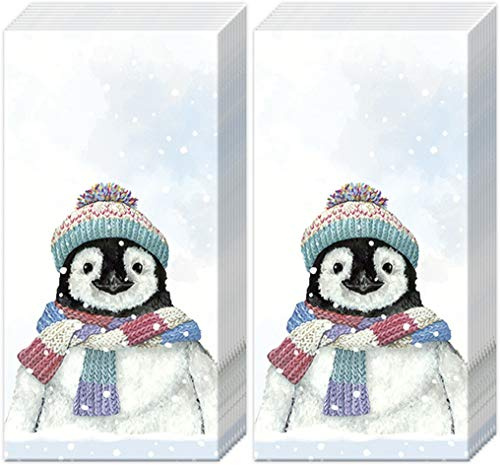 20 Taschentücher (2x 10) Niedlicher Pinguin in Winterbekleidung als Geschenk für Liebhaber von Tiere im Winter