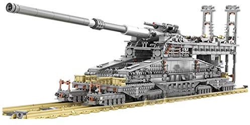 PEXL Technik Panzer Bausteine 3-IN-1 Bausatz, 1:72 Dora-Kanone WW2 Militär Panzer Modell, 3800 Klemmbausteine und 8 Minifiguren, Kompatibel mit Lego