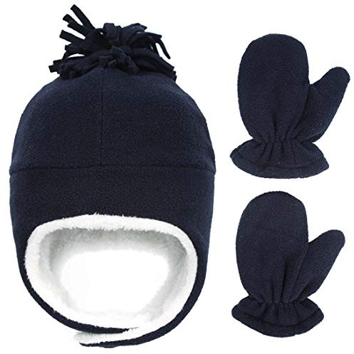 Yixda Baby Kinder Beanie Mütze Warm Earflap Fleece Wintermütze and Handschuhe Set