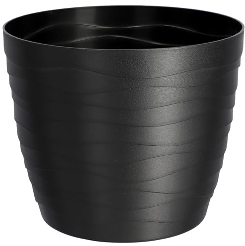 KADAX Pot de fleurs en plastique - Diamètre : 11 à 19 cm - 7 couleurs - Simple - Pot de fleurs moderne - Protection robuste - Diamètre : 15 cm - Noir