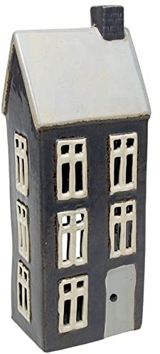 Village Pottery Tall Slate Blue House Tealight Holder Y