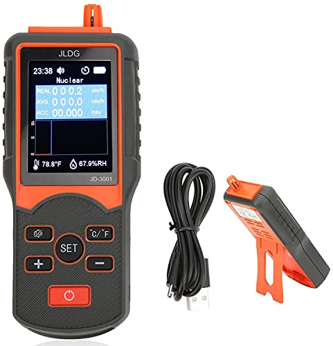 YNITJH JD-3001 Geiger Counter,Electromagnetic Radiation Detector,Handheld Portable Nuclear Radiation Tester Meter Temperature and Humidity Tester with Backlight LCD Display,Built-in Battery