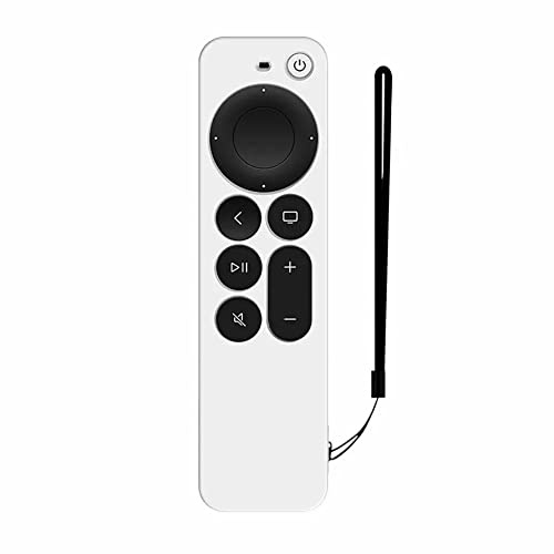 Remote Control Protective Case Compatible for Apple TV 4K 2nd Gen, Silicone Anti-Slip Shockproof Protective Cover (White)