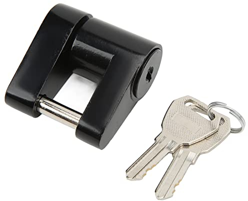 Lucchetto per Gancio di Traino Nero 1/4in Lucchetto per Rimorchio Zine Lega Antifurto per Gancio di Traino con 2 Chiavi per Camper Gancio di Traino