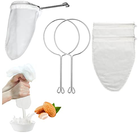 2 PC Reusable Nut Milk Bags Cheese Cloths for Straining, Ultra Extra Fine Mesh Jelly Juice Honey Food Sieve Strainer for Juicing,Coffee Pulp Strainer Cloth, Berry Seed Strainer