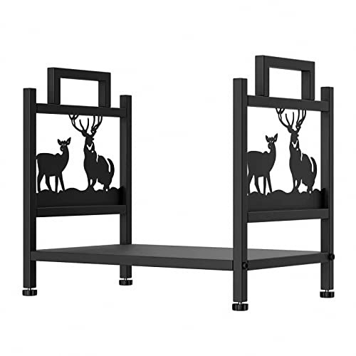 MAOTN Brennholzregal aus schwerem Metall im amerikanischen Stil, tragbares kaminholzregal für das Wohnzimmer im Winter, brennholzhalter für den innen und außenbereich,Black,Size