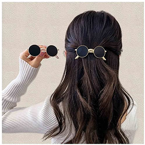 Dervivea Vintage Sonnenbrille Haarclip Pins Sonnenbrillenform Haarspange Gold Ponytail Halter Haarclips Metall Brille Haarnadeln Clip Niedlichen Haarschmuck Für Frauen Und Mädchen Kopfschmuck