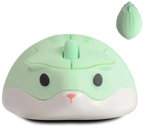 Kabellose Maus, niedliche Maus in Hamsterform,1200 DPI rauscharme optische Maus mit 2,4 G USB-Empfänger, leise kabellose tragbare Maus,geeignet für PC/Mac/Laptop,Geschenk für Kinder und Mädchen (grün)