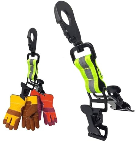 NICKLIN Fire Brigade Glove Holder Clips,Work Glove Clips with Metal Carabiners,Firefighter Glove Strap Holder for Hanging Gloves,Towels,Protective Helmets(Green)