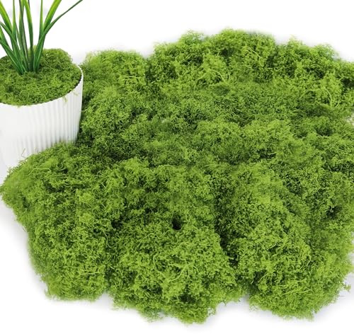 ROLLWAY 150g Kunstmoos zum Dekorieren, Kunstmoos zum Basteln Künstliches Moos Deko Kunst Moos Fake Dekomoos Bastelmoos für Wand Krippe Aquarium Krippe Modellbau (Grün)