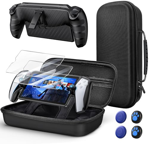 Kit D'accessoires 10 en 1 pour Playstation Portal, Etui de Transport & TPU Coque avec Support pour PS5 Portal Console, Coque de Voyage avec Protections D'écran & Poignées pour PS Portal Handheld, Noir