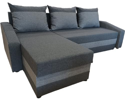 Ecksofa Logan mit Schlaffunktion in grau-grau