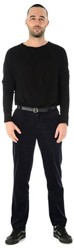 Mens Cord Trousers Corduroy Formal Office Smart Cotton Straight Comfort Trouser Casual Wear Classic Business Work Dress Flat Front Thick Comfortable Fit Pants with Pockets Size 30 to 50 (Navy, 34/31)