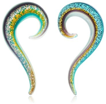 Longbeauty 1 Paar Ohr Glas Spiral Taper Ohr Expander Dehnspirale Dehnungsschnecke Twist Dehnsichel Ohr Piercing Schmuck, Stil A, 5MM