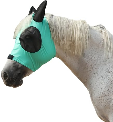 Gallopoff Horse Fly Mask with Large Eye Space & Ears – Super Comfort Stretchy UV Protection, Soft on Skin & Breathable Green Pony
