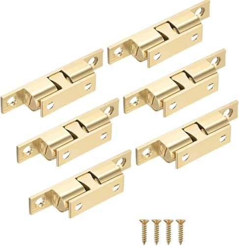 KtbeYTi 6 Pezzi Regolabile Doppia Palla Chiusura a Scatto Serratura Chiusura a Doppia Sfera con Viti per Le Porte Dell'Armadio Da Cucina Porta del Mobile (D'Oro)