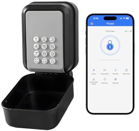 Boite a Clefs Securisee Exterieur avec Code Numérique Extérieur - Boite a Clef Bluetooth avec Code pour L'extérieur - Smart Lock - Code PIN à 12 Chiffres - Étanche et Montage Mural