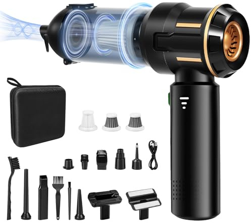 KLYNGTSK Aspirapolvere Auto, Aspirabriciole Senza Fili,25KP Aaspirapolvere per Auto Aspiratore e Soffiatore con Motore Brushless, Mini Aspirapolvere Potente per Auto Casa Ufficio Peli di Domestici