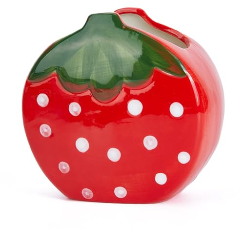 DICOSMETIC 1 porte-stylo en céramique - Pot à crayons à fraise - Porte-pinceaux de maquillage - Rangement pour pinceaux de maquillage - Pour la maison, le bureau, l'école