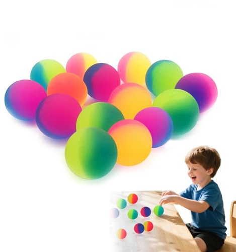 technodry Bouncy Balls, 15Pcs Colourful Dual-Tone Rubber Balls for Kids Party Bags, Sensory Play, School Prizes & Stress Relief - Assorted Colors