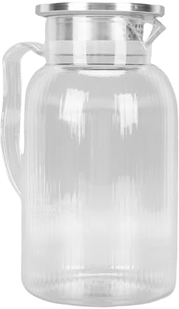 Hamwesh Jarra de Vidrio, Acrílico Resistente, Capacidad de 1500 Ml, Diseño a Prueba de Roturas, Boca Ancha, Construcción Transparente con Tapa Segura y Ergonómico para té Helado, Sangría, Limonada,