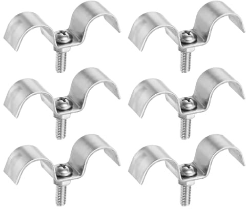 sourcing map 6 Set Double Line Clamp 14mm / 0.6 Inch 304 Stainless Steel Fuel Lines Clips M-Type Pipe Strap for Brake Fuel Lines Tubes Wire Pipe Cord Installation, Silver