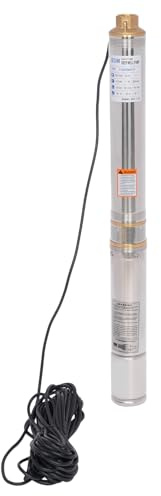HUOMMGS 6300 L/H djupbrunnspump med tryckbrytare 750 W brunnspump 230 V dränkbar tryckpump 70 m max. Stödhöjd vattenpump med lyftvajer rostfritt stål djupfontänpump för floder, reservoar
