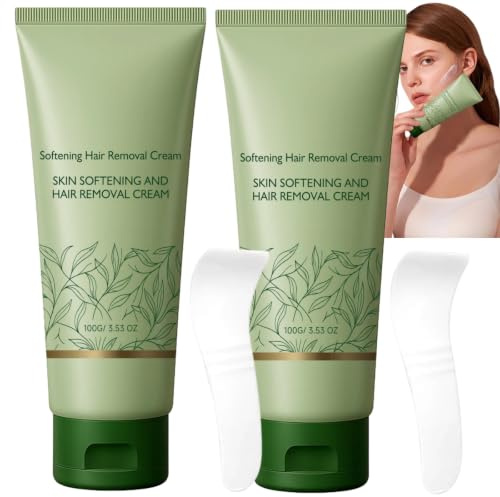 Mjuk hårborttagningskräm med aloe vera och kamomill, för felfri hårborttagning av hemtröjan, även på känslig hud. Snabb, mjuk och smärtfri hårborttagningskräm för (2 st)