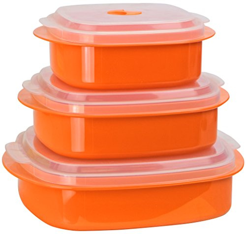 Reston Lloyd Calypso Basics Microwave Cookware, Steamer and Storage Set, Orange, Multiple Sizes, 6-Piece