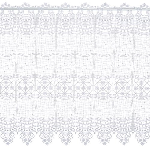 Plauener Spitze by Modespitze, Store Bistro Gardine Scheibengardine mit Stangendurchzug, hochwertige Stickerei, Höhe 58 cm, Breite 96 cm, Weiß