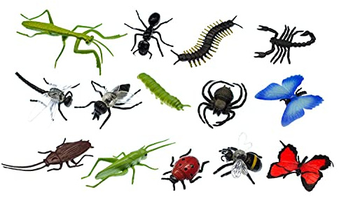 Miniblings 12x Insekten Figuren Aufstellfiguren Tierfiguren Gummitiere Tier Set