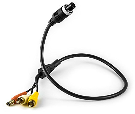 Carmedien 4 Pin Rückfahrkamera Adapterkabel Cinch Adapter (RCA, Video, Audio) 12V 24V Spannungsversorgung Anschlusskabel Niedervoltstecker