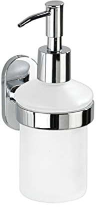 WENKO Power-Loc® Seifenspender Puerto Rico - Flüssigseifen-Spender, Befestigen ohne bohren Fassungsvermögen: 0.2 l, Zinkdruckguss, 7 x 17 x 10 cm, Chrom