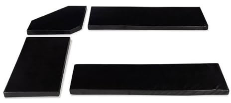 Pemberly Row 4-Piece Black Fabric Cushion Set, Foam Padding, PVC Upholstery, Transitional Style, 2 in Thick, Comfortable Seating for Dining Nook Benches