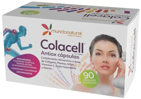 Mundonatural - Colacell Antiox 90 Cápsulas | Colágeno Hidrolizado Puro + Extracto de Granada + Bambú + Vitamina C + Extracto de Uva | Colágeno Hidrolizado 2100mg | Colageno Capsulas