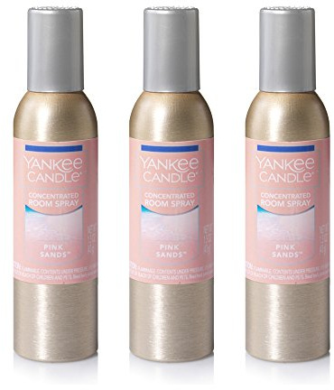 Yankee Candle Concentrated Room Spray Air Freshener, Instant Home Fragrance, Odor Eliminating Spray, Strong Scent, Room Freshener for Home and Bathroom, Pink Sands (Pack of 3)